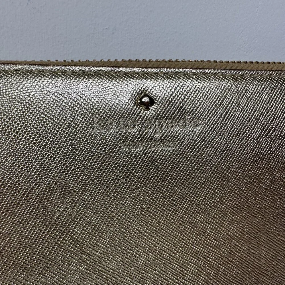 Kate Spade Lacey Mikas Pond Gold Zip Around Wallet